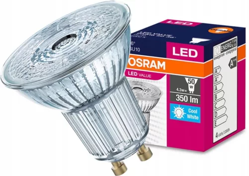 GU10 LED izzó 4.3W = 50W 350lm 4000K semleges 36° OSRAM érték
