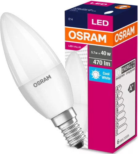 E14 Gömb B35 LED izzó 5.7W = 40W 470lm 4000K Semleges 200° OSRAM