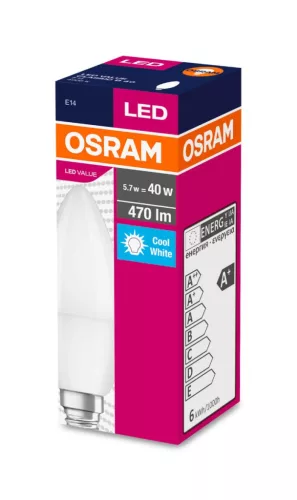 E14 Gömb B35 LED izzó 5.7W = 40W 470lm 4000K Semleges 200° OSRAM