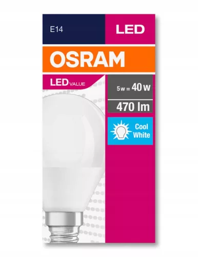 E14 Gömb P45 LED izzó 5W = 40W 470lm 4000K semleges 180° OSRAM érték