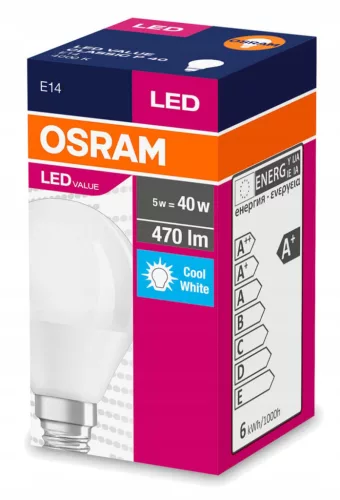 E14 Gömb P45 LED izzó 5W = 40W 470lm 4000K semleges 180° OSRAM érték