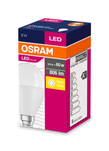 E14 P45 LED izzó 8W = 60W 806lm 2700KOSRAM érték