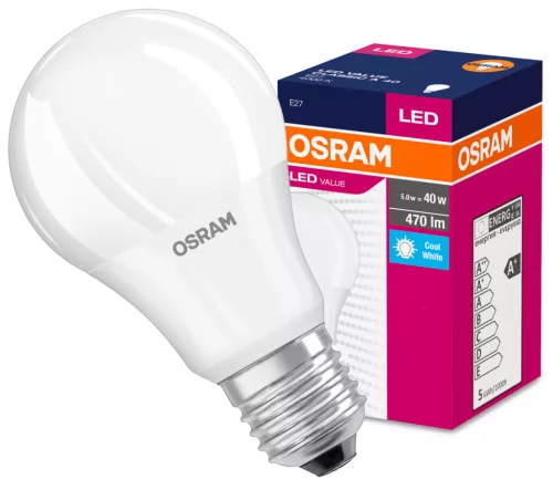 E27 A60 LED izzó 4.9W = 40W 470lm 4000K Semleges 360° OSRAM
