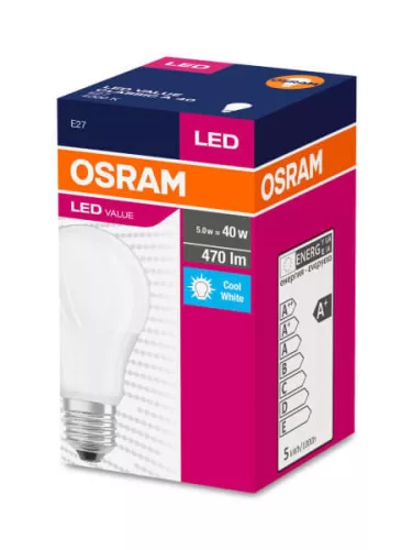 E27 A60 LED izzó 4.9W = 40W 470lm 4000K Semleges 360° OSRAM