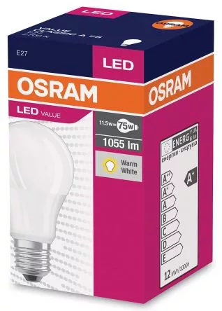 LED izzó A60 E27 10W = 75W 1055lm 2700K 200° OSRAM
