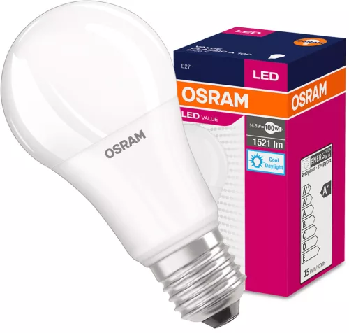 E27 A60 LED izzó 13W = 100W 1521lm 6500K Hideg 200° OSRAM