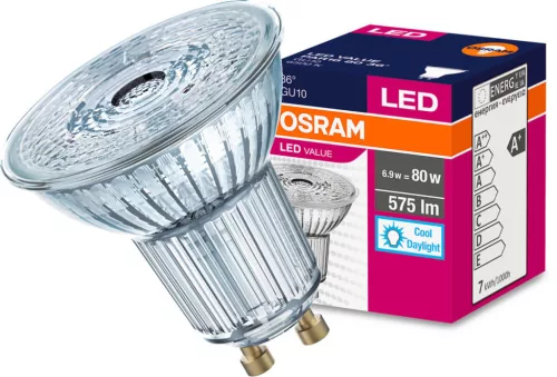 GU10 LED izzó 6.9W = 80W 575lm 6500K hideg 36° OSRAM érték
