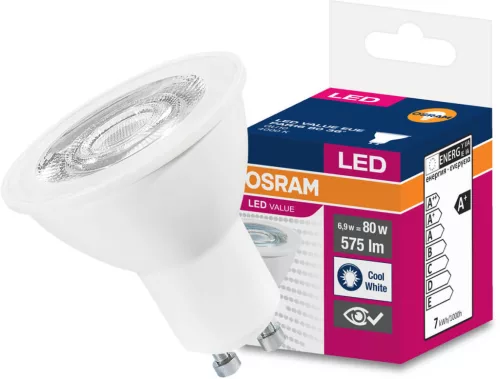 GU10 LED izzó 6.5W = 80W 575lm 4000K semleges 36° OSRAM érték