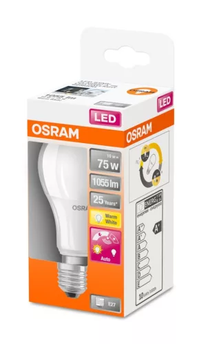 E27 A60 LED izzó 10W = 75W 1055lm 2700K  240° OSRAM  érzékelővel