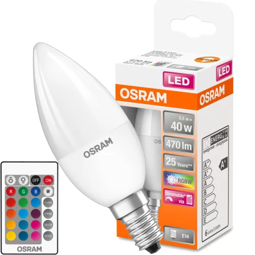 E14 P45 LED izzó 5,5W = 40W 470lm RGBW OSRAM Star PILOT szabályozható