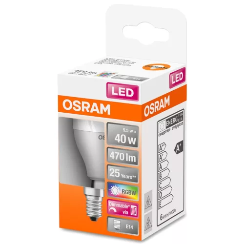 E14 P45 LED izzó 5,5 W = 40 W 470 lm RGBW 200° OSRAM Star + távirányító
