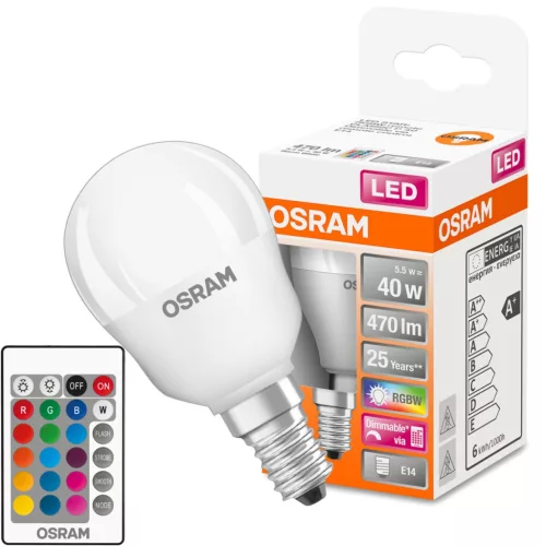 E14 P45 LED izzó 5,5 W = 40 W 470 lm RGBW 200° OSRAM Star + távirányító