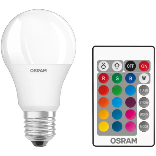 2x LED izzó A60 E27 9W = 60W 806lm RGBW 180° OSRAM Star + Távirányító