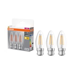   3x LED izzó B35 gyertya B22d 4W = 40W 470lm 2700K Meleg 300°-os foglalat Osram