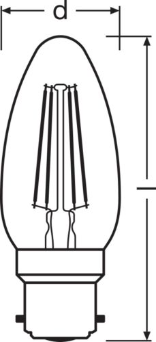 3x LED izzó B35 gyertya B22d 4W = 40W 470lm 2700K Meleg 300°-os foglalat Osram