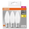 3x LED izzó B37 gyertya B22d 4.9W = 40W 470lm 2700K Meleg 200°-os foglalat Osram