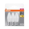 3x LED izzó B37 gyertya B22d 4.9W = 40W 470lm 2700K 200° Meleg fejelés Osram