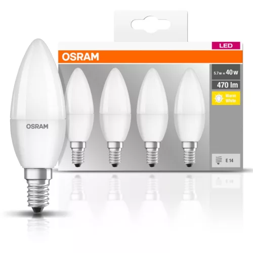 4PAK LED izzó E14 B35 5W = 40W 470lm 2700K  300° OSRAM