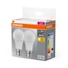 2x LED izzó A60 B22d 8W = 60W 806lm 2700K Meleg 150°-os foglalat Osram