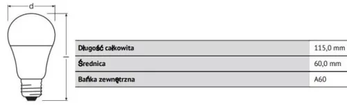 2db LED izzó E27 A60 8.5W = 60W 806lm 4000K Semleges 200° OSRAM