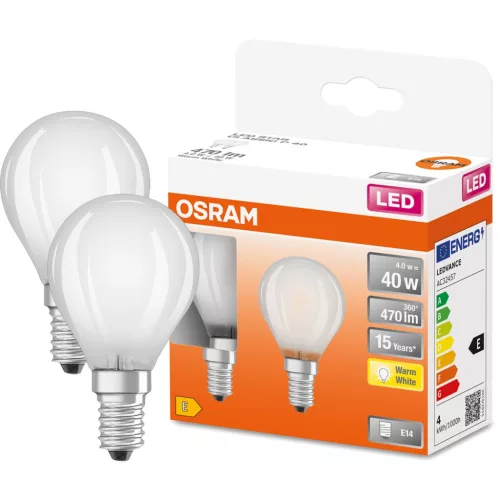 2db LED izzó E14 P45 4W = 40W 470lm 2700K  300° OSRAM