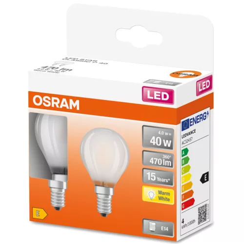 2db LED izzó E14 P45 4W = 40W 470lm 2700K  300° OSRAM