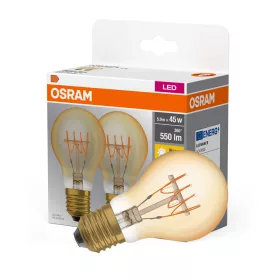   2x Dekoratív LED izzó E27 A60 5.9W = 45W 550lm 2700K Meleg 320° Izzószálas OSRAM