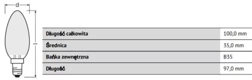 3db LED izzó E14 B35 4.5W = 40W 470lm 2700K  300° OSRAM