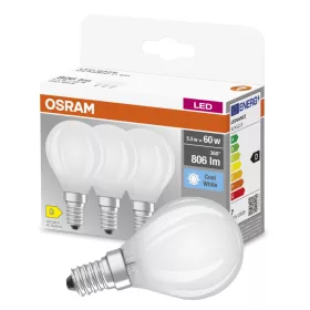   3db LED izzó Gömb E14 P45 5,5W = 60W 806lm 4000K semleges 300°-os izzószál OSRAM ALAP