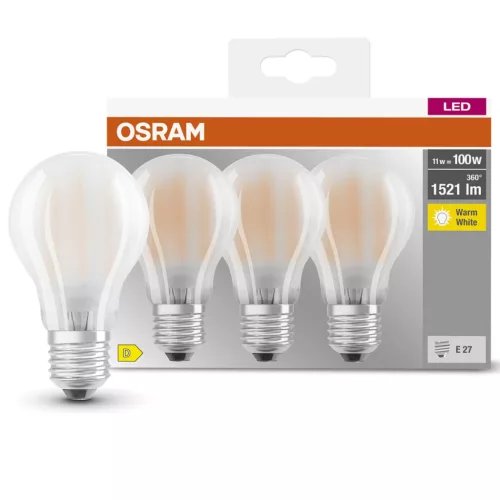 3db LED izzó E27 A60 11W = 100W 1521lm 2700K  300° izzószál OSRAM