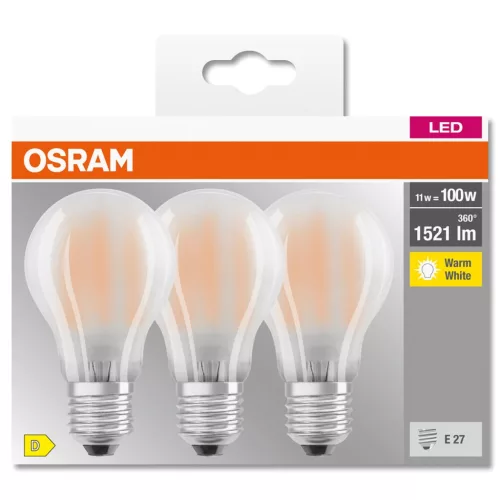 3db LED izzó E27 A60 11W = 100W 1521lm 2700K  300° izzószál OSRAM