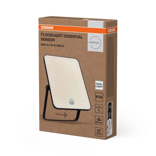 Kültéri LED reflektor mozgás- és alkonyérzékelővel 30W 2850lm 6500K hideg fehér IP65 fekete Floodlight Osram