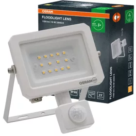   Kültéri LED reflektor mozgás- és alkonyérzékelővel 10W 1000lm 3000K meleg fehér IP65 fehér Lens Osram