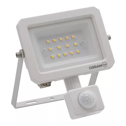 Kültéri LED reflektor mozgás- és alkonyérzékelővel 10W 1100lm 4000K semleges fehér IP65 fehér Lens Osram