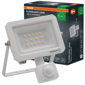   Kültéri LED reflektor mozgás- és alkonyérzékelővel 10W 1100lm 6500K hideg fehér IP65 fehér Lens Osram