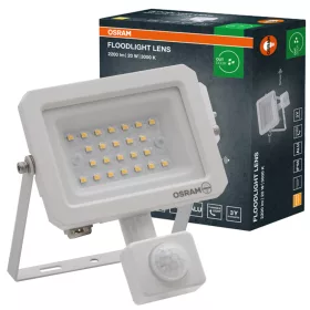   Kültéri LED reflektor mozgás- és alkonyérzékelővel 20W 2000lm 3000K meleg fehér IP65 fehér Lens Osram
