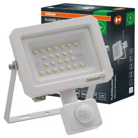   Kültéri LED reflektor mozgás- és alkonyérzékelővel 20W 2200lm 4000K semleges fehér IP65 fehér Lens Osram