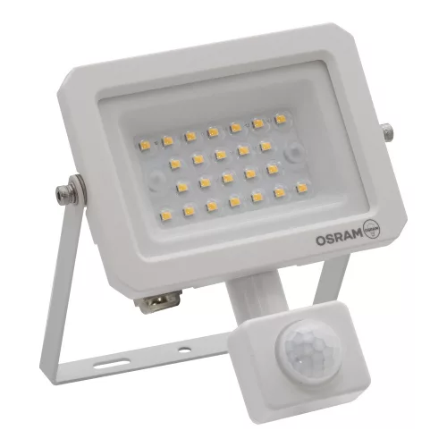 Kültéri LED reflektor mozgás- és alkonyérzékelővel 20W 2200lm 6500K hideg fehér IP65 fehér Lens Osram