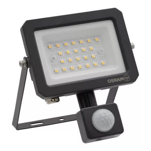 Kültéri LED reflektor mozgás- és alkonyérzékelővel 20W 2000lm 3000K meleg fehér IP65 szürke Lens Osram