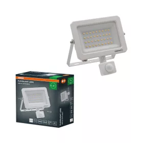   Kültéri LED reflektor mozgás- és alkonyérzékelővel 30W 3300lm 4000K semleges fehér IP65 fehér Lens Osram