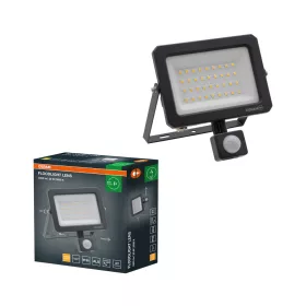   Kültéri LED reflektor mozgás- és alkonyérzékelővel 30W 3000lm 3000K meleg fehér IP65 szürke Lens Osram
