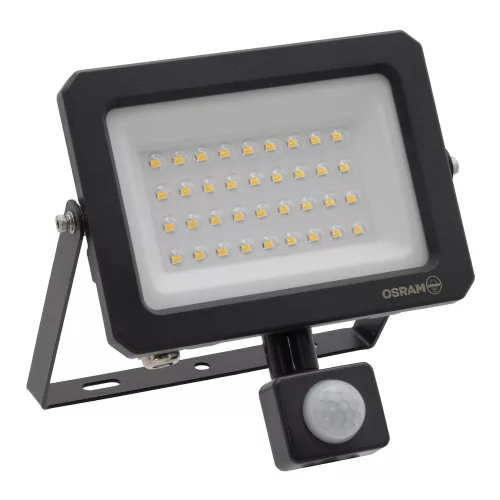 Kültéri LED reflektor mozgás- és alkonyérzékelővel 30W 3300lm 4000K semleges fehér IP65 szürke Lens Osram