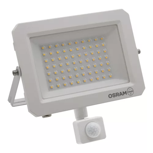 Kültéri LED reflektor mozgás- és alkonyérzékelővel 50W 5000lm 3000K meleg fehér IP65 fehér Lens Osram