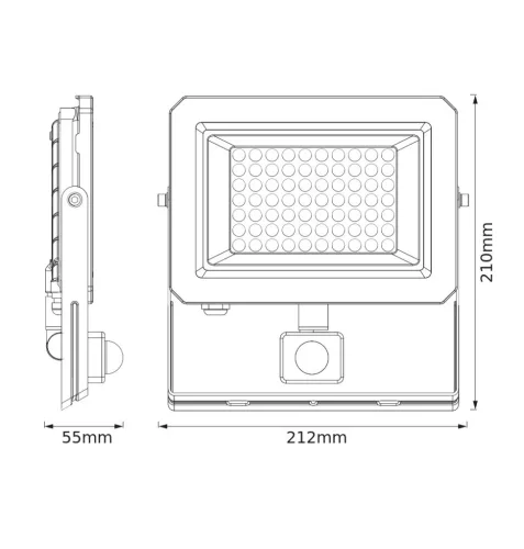 Kültéri LED reflektor mozgás- és alkonyérzékelővel 50W 5000lm 3000K meleg fehér IP65 fehér Lens Osram