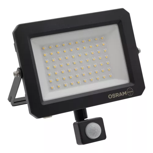Kültéri LED reflektor mozgás- és alkonyérzékelővel 50W 5000lm 3000K meleg fehér IP65 szürke Lens Osram