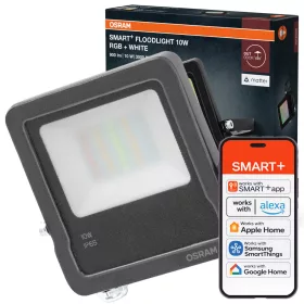   Kültéri LED reflektor 10W 800lm 3000K RGB meleg fehér IP65 szürke SMART Matter WiFi Floodlights Osram