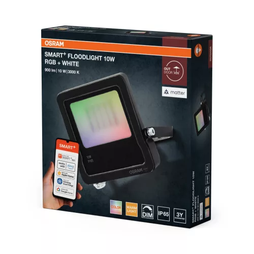 Kültéri LED reflektor 10W 800lm 3000K RGB meleg fehér IP65 szürke SMART Matter WiFi Floodlights Osram