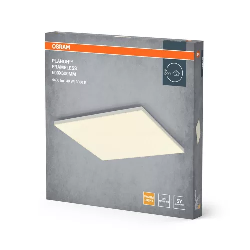 LED panel, felületre szerelhető lámpatest, 40W, 3300lm, 3000K, meleg, 120° fehér, keret nélküli, Osram