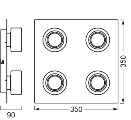 Mennyezeti lámpa, felületre szerelhető spotlámpa, 22W, 1400lm, 3000-4000K, semleges, 115° fehér, IP44, Orbis Flame, Osram