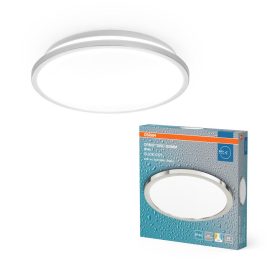   LED mennyezeti lámpa, felületre szerelhető, 18W, 1250lm, 3000-4000K, semleges, 110°, króm, fürdőszobai mennyezetre, CCT, IP44, Osram